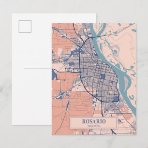 Postal Mapa de viaje de la ciudad ventosa de Rosario Arge