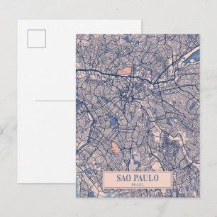 Postal Mapa de viaje de la ciudad ventosa de Sao Paulo Br