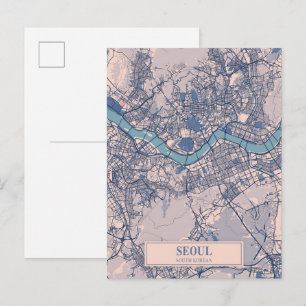 Postal Mapa de viaje de la ciudad ventosa de Seúl Corea d