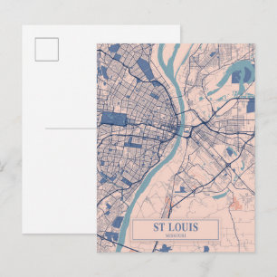 Postal Mapa de viaje de la ciudad ventosa de St Louis Mis