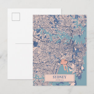 Postal Mapa de viaje de la ciudad ventosa de Sydney Austr