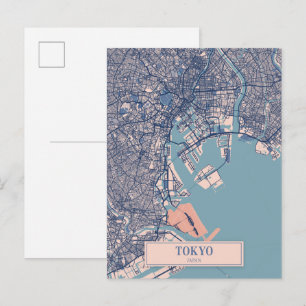 Postal Mapa de viaje de la ciudad ventosa de Tokio Japón