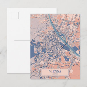 Postal Mapa de viaje de la ciudad ventosa de Viena, Austr