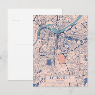 Postal Mapa de viaje de la ciudad ventosa Louisville Kent