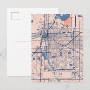 Postal Mapa de viaje de la ciudad ventosa Tulsa oklahoma