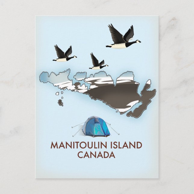 Postal Mapa de viaje de la Isla Bathurst Canadá (Anverso)