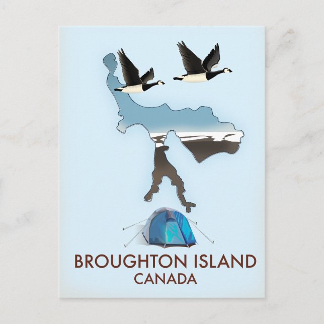 Postal mapa de viaje de la isla Broughton Canadá (Anverso)