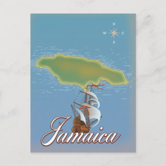 Postal Mapa de viaje de la isla jamaicana