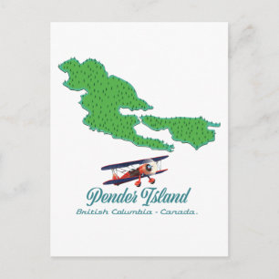 Postal Mapa de viaje de la isla Pender Columbia Británica