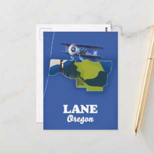 Postal Mapa de viaje de Lane Oregon