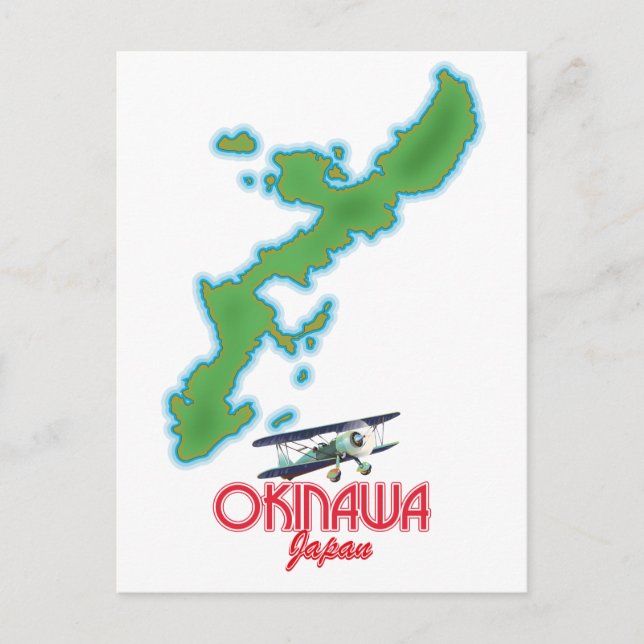 Postal Mapa de viaje de Okinawa Japón (Anverso)