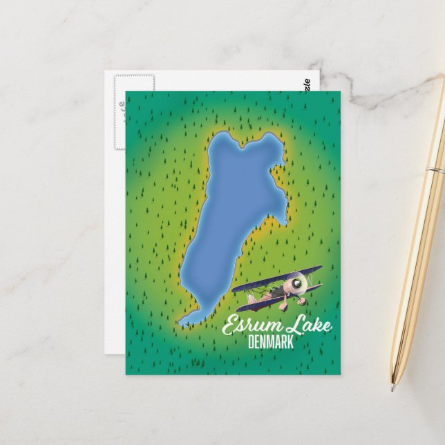 Postal mapa de viaje del lago Esrum Dinamarca (Anverso/Reverso In Situ)