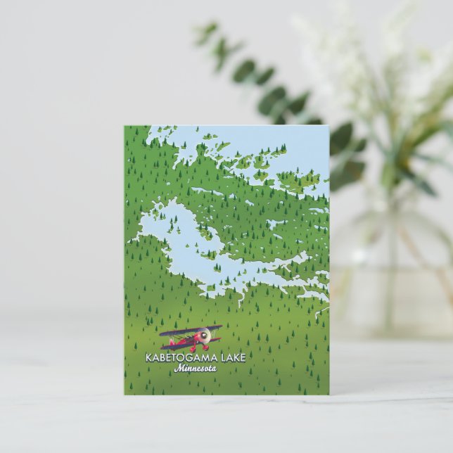 Postal Mapa de viaje del lago Kabetogama, Minnesota, EE.  (Anverso de pie)