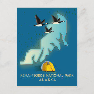 Postal Mapa de viaje del Parque Nacional Kenai Fjords Ala