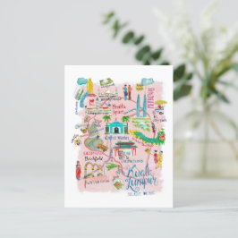 Postal mapa de viaje ilustrativo de Kuala Lumpur