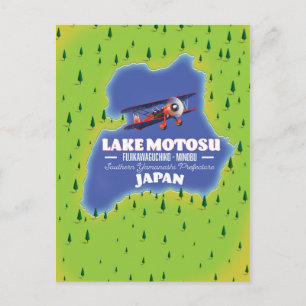 Postal Mapa de viaje japonés del lago Motosu.