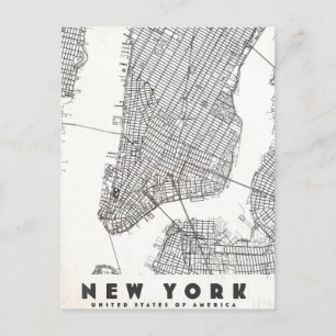 Postal Mapa de viaje vintage de la ciudad de Nueva York