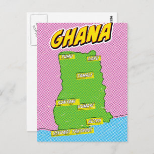 Postal Mapa de viajes de Ghana
