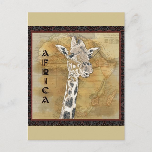 Postal Mapa de viajes de la Viña Giraffe África (Anverso)