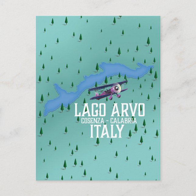 Postal mapa de viajes de Lago Arvo Italia (Anverso)