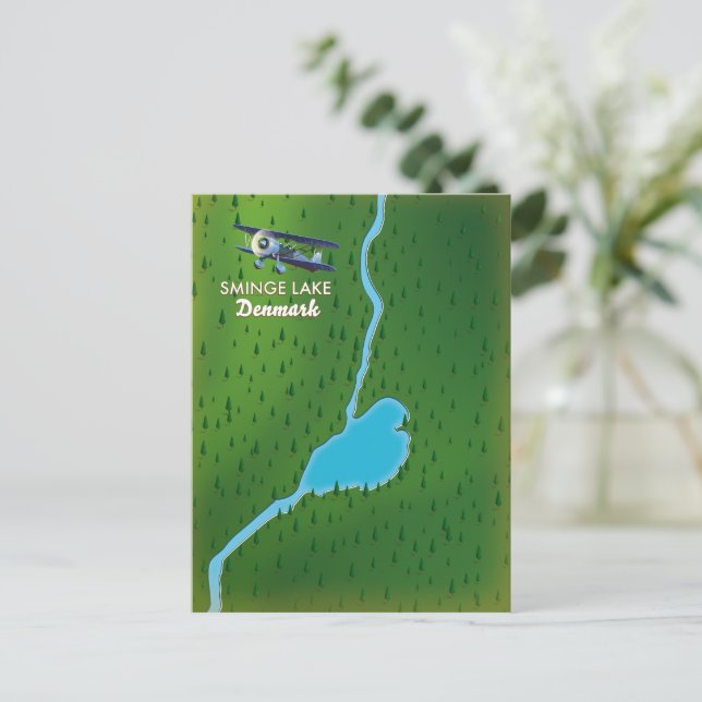 Postal Mapa de viajes de Sminge Lake Dinamarca (Anverso de pie)