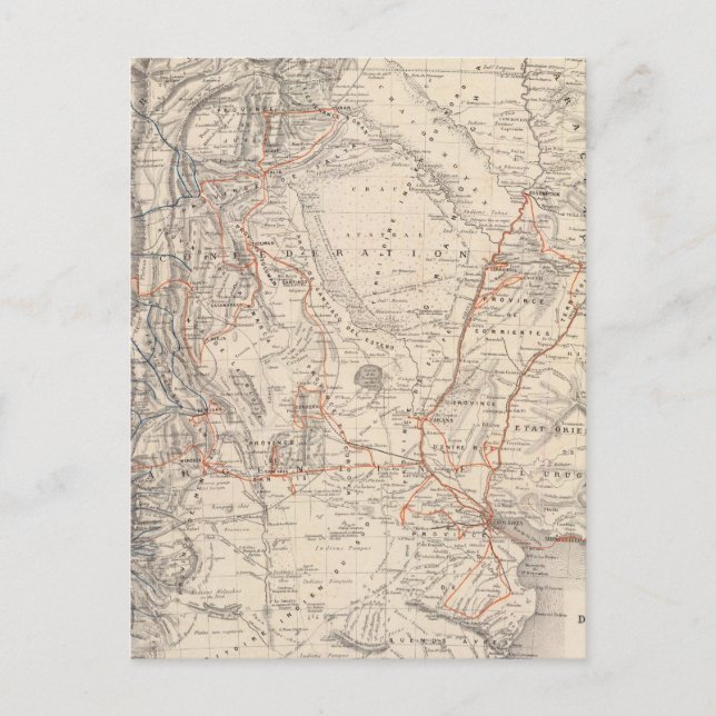 Postal Mapa de viajes del Dr. V Martin de Moussy (Anverso)