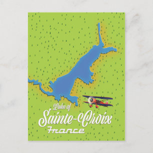 Postal Mapa de viajes del lago de Sainte-Croix France
