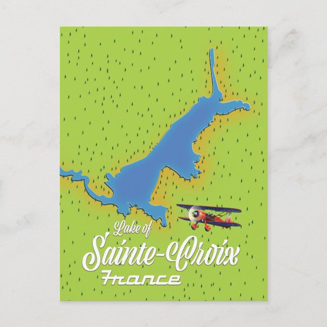 Postal Mapa de viajes del lago de Sainte-Croix France (Anverso)