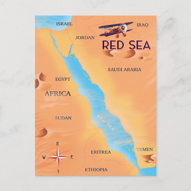 Postal Mapa de viajes del Mar Rojo (Anverso)
