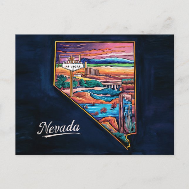 Postal Mapa de Vibrant Nevada (Anverso)