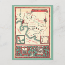 Postal Mapa de vino de Burdeos de St. Emilion