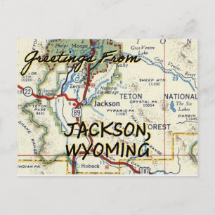 Postal Mapa de vinos de Jackson Wyoming
