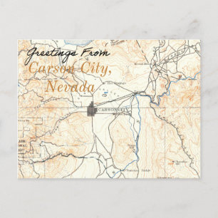 Postal Mapa de vintage de Carson City Nevada