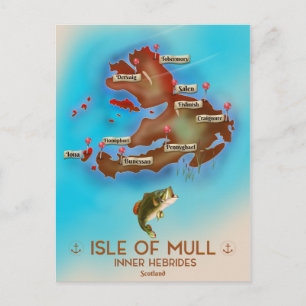 Postal Mapa de Vintage de Escocia en la Isla de Mull Inne