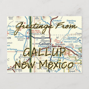 Postal Mapa de Vintage de Gallup NM