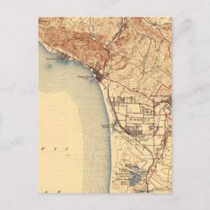 Postal Mapa de Vintage de Playa Pismo