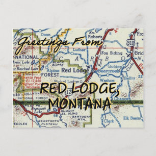 Postal Mapa de Vintage de Red Lodge MT