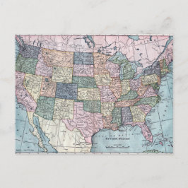 Postal Mapa de Vintage USA