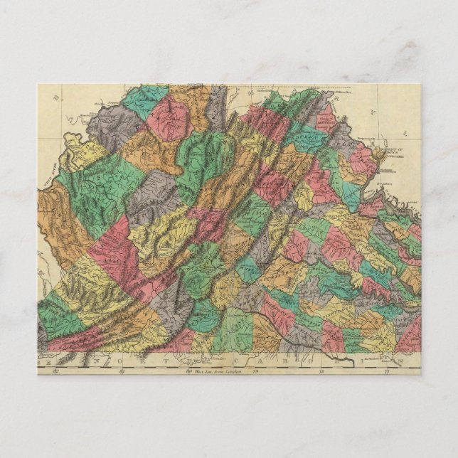 Postal Mapa De Virginia (Anverso)