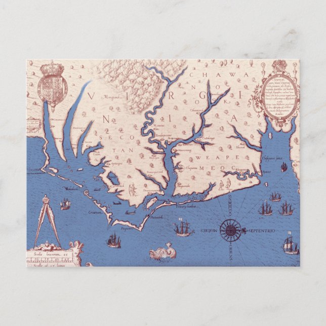 Postal Mapa de Virginia (Anverso)