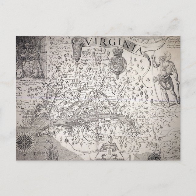 Postal Mapa de Virginia, 1612 (Anverso)