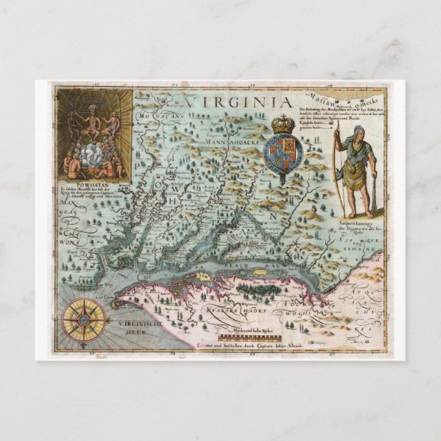 Postal Mapa de Virginia de 1627 (Anverso)