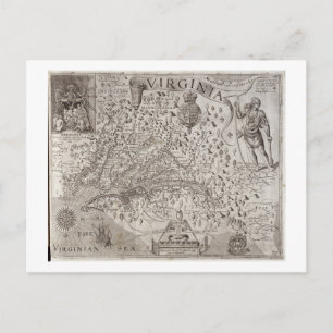 Postal Mapa de Virginia, descubierto y descrito por Capta