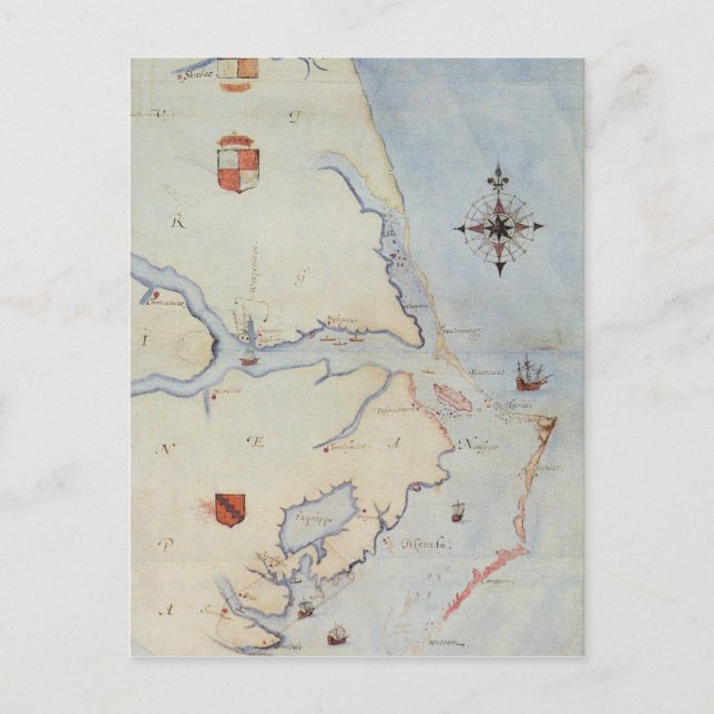 Postal Mapa de Virginia en Raleigh (Anverso)