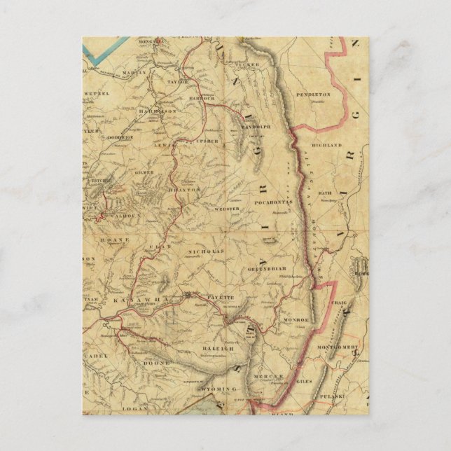 Postal Mapa de Virginia Occidental de Richardson (Anverso)
