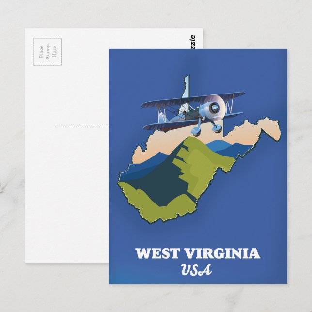 Postal mapa de Virginia Occidental EE. UU. (Anverso / Reverso)