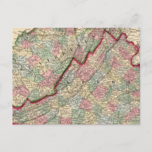 Postal Mapa de Virginia Occidental por Mitchell (Anverso)