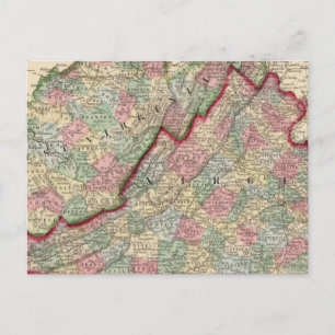 Postal Mapa de Virginia Occidental por Mitchell