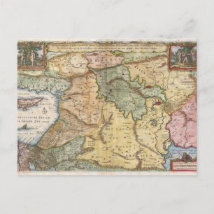 Postal Mapa de Visscher de la Tierra Santa en 1657