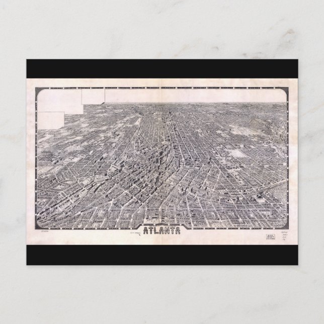Postal Mapa de vista aérea de Atlanta Georgia (1919) (Anverso)